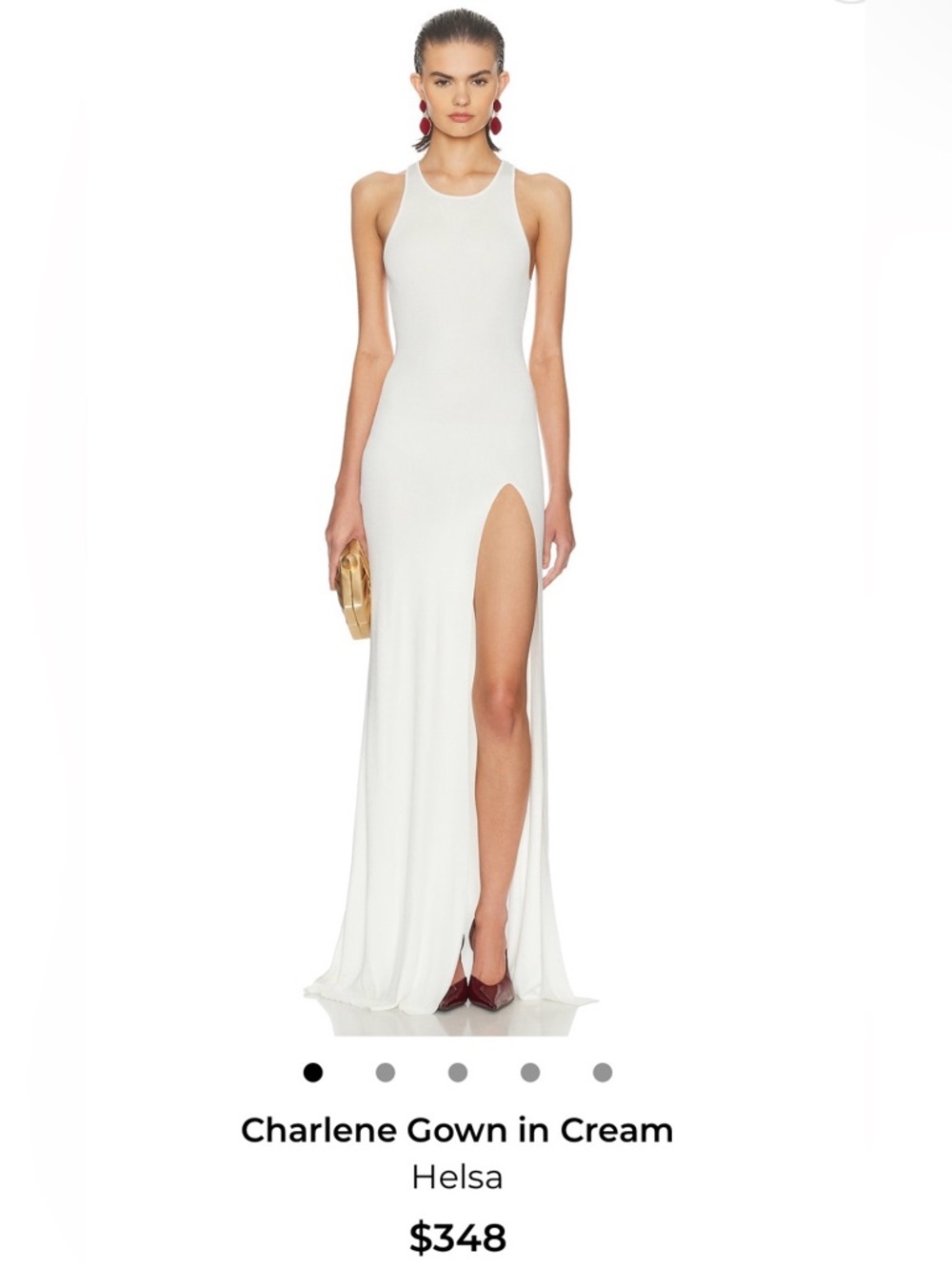 HELSA Charlene Cream High-Slit Gown. Size small. NWT.